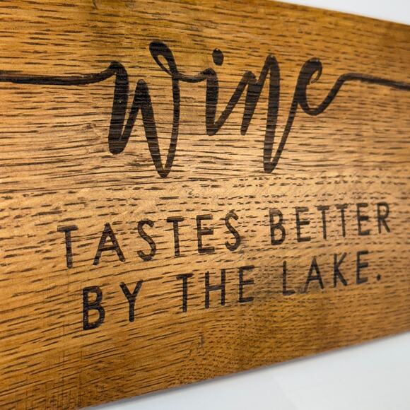 Wine Barrel Stave Wall Art Decor "Wine Tastes Better By The Lake" 15" Rustic - Picture 6 of 12